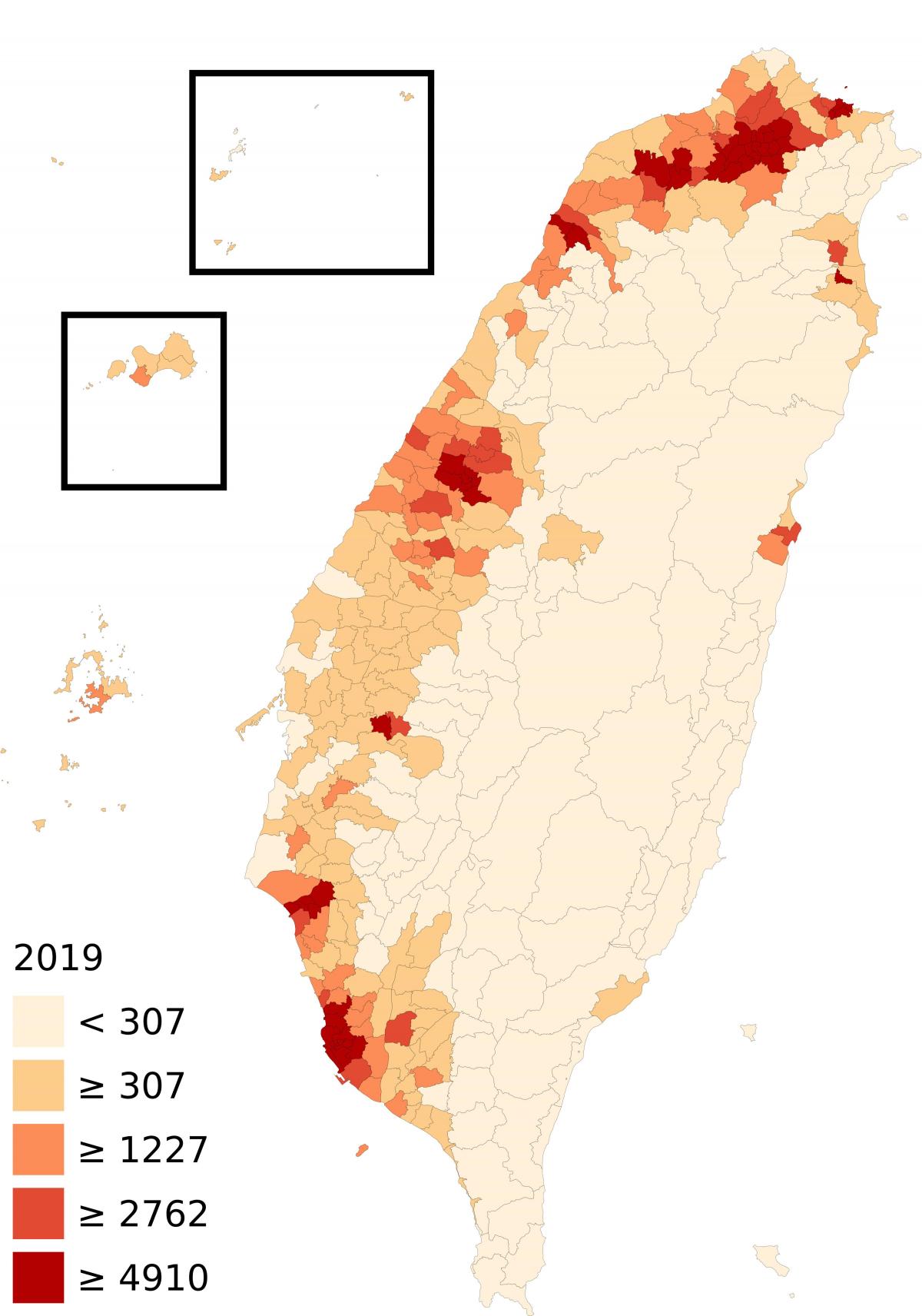 Mapa de densidade de Taiwan